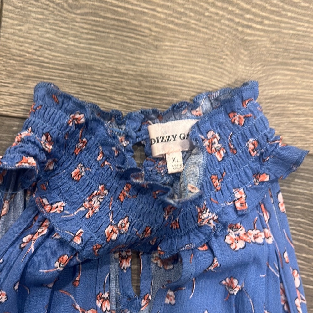 Dizzy Blue Floral Ruffle Top - Picture 2 of 3